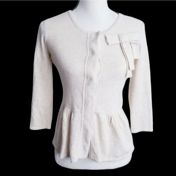 Cynthia Rowley Angora peplum button up sweater - Picture 1 of 6